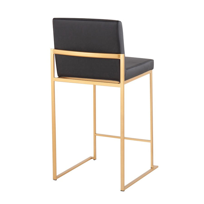 LumiSource Fuji High Back Counter Stool, Set of 2, Gold/Black