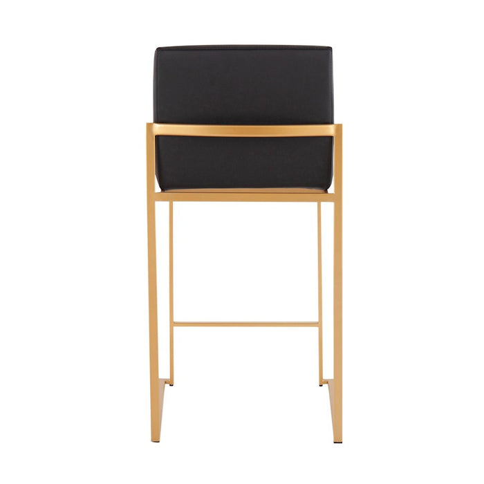 LumiSource Fuji High Back Counter Stool, Set of 2, Gold/Black
