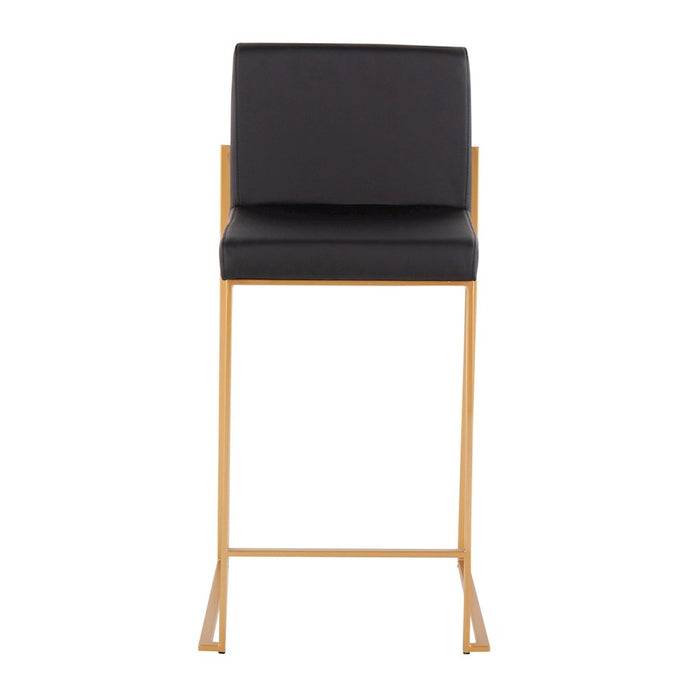 LumiSource Fuji High Back Counter Stool, Set of 2, Gold/Black