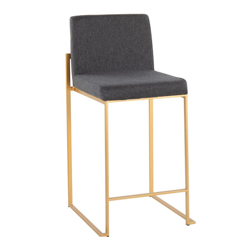 LumiSource Fuji High Back Counter Stool, Set of 2, Gold/Charcoal