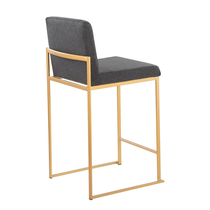 LumiSource Fuji High Back Counter Stool, Set of 2, Gold/Charcoal