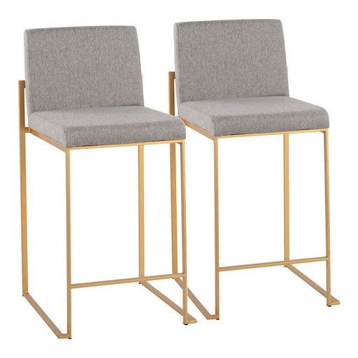 LumiSource Fuji High Back Counter Stool, Set/2, Gold/GYF - B26-FUJIHBAUFGY2