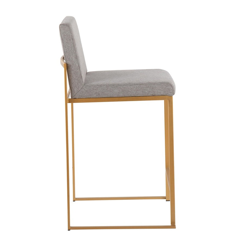 LumiSource Fuji High Back Counter Stool, Set of 2, Gold/GYF