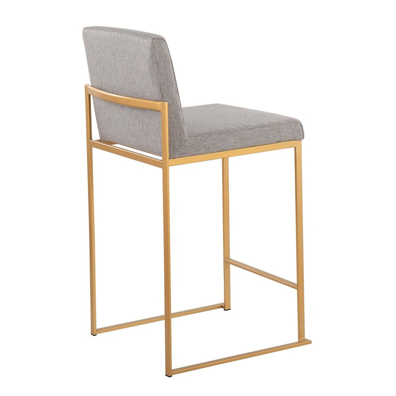 LumiSource Fuji High Back Counter Stool, Set of 2, Gold/GYF