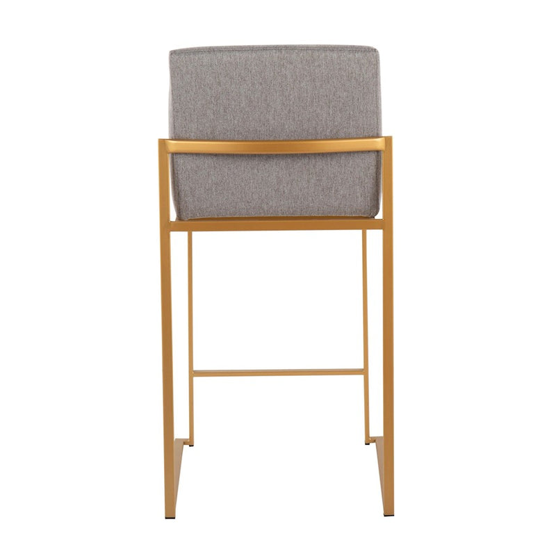LumiSource Fuji High Back Counter Stool, Set of 2, Gold/GYF