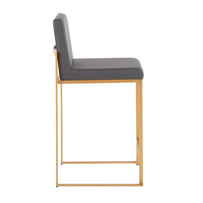 LumiSource Fuji High Back Counter Stool, Set of 2, Gold/Grey