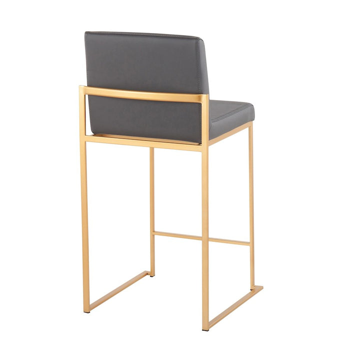 LumiSource Fuji High Back Counter Stool, Set of 2, Gold/Grey