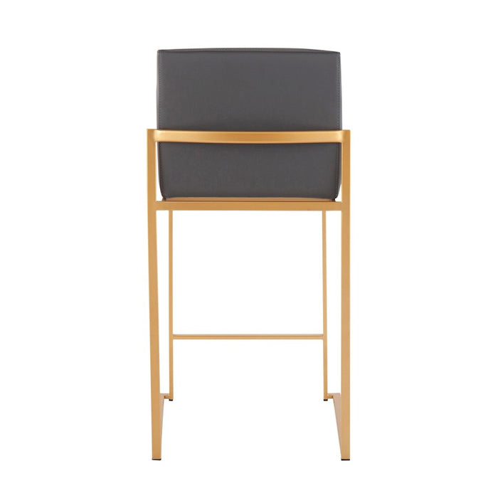 LumiSource Fuji High Back Counter Stool, Set of 2, Gold/Grey