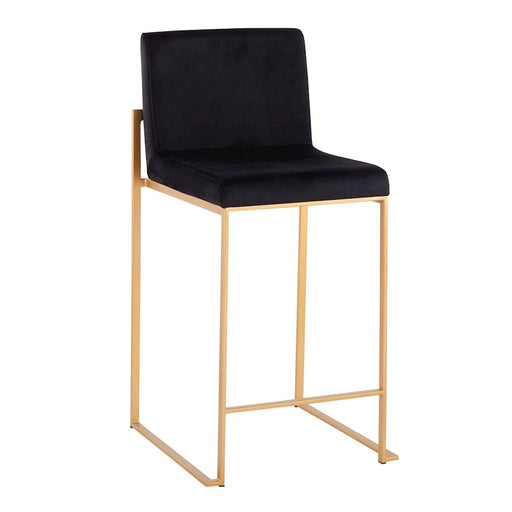 LumiSource Fuji High Back Counter Stool, Set of 2, Gold/Black
