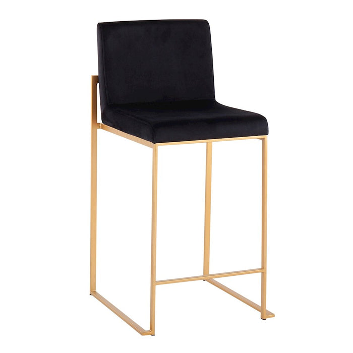 LumiSource Fuji High Back Counter Stool, Set of 2, Gold/Black