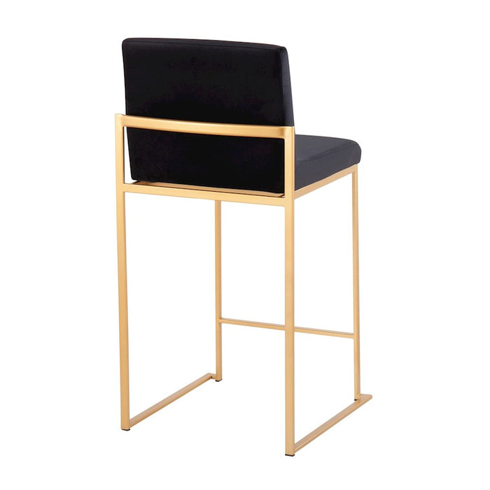 LumiSource Fuji High Back Counter Stool, Set of 2, Gold/Black