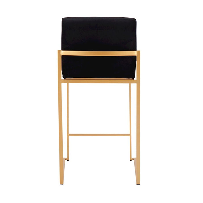 LumiSource Fuji High Back Counter Stool, Set of 2, Gold/Black