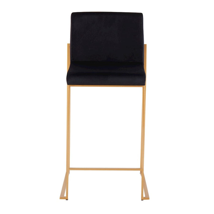 LumiSource Fuji High Back Counter Stool, Set of 2, Gold/Black