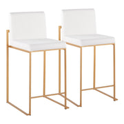 LumiSource Fuji High Back Counter Stool, Set/2, Gold/WH Velvet - B26-FUJIHBAUVW2