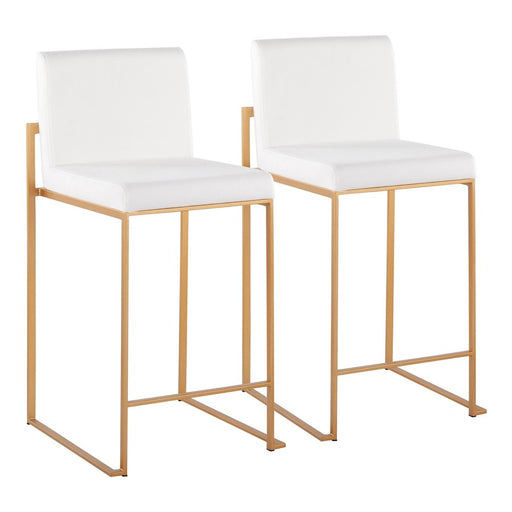 LumiSource Fuji High Back Counter Stool, Set/2, Gold/WH Velvet - B26-FUJIHBAUVW2