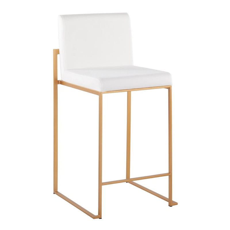 LumiSource Fuji High Back Counter Stool, Set of 2, Gold/WH Velvet