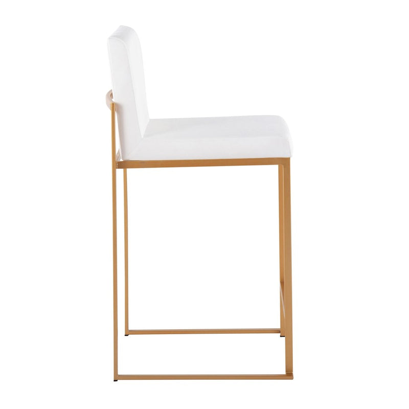 LumiSource Fuji High Back Counter Stool, Set of 2, Gold/WH Velvet