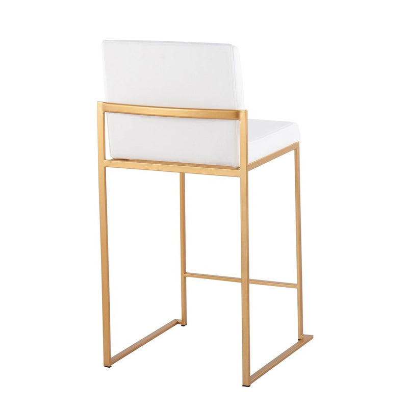 LumiSource Fuji High Back Counter Stool, Set of 2, Gold/WH Velvet