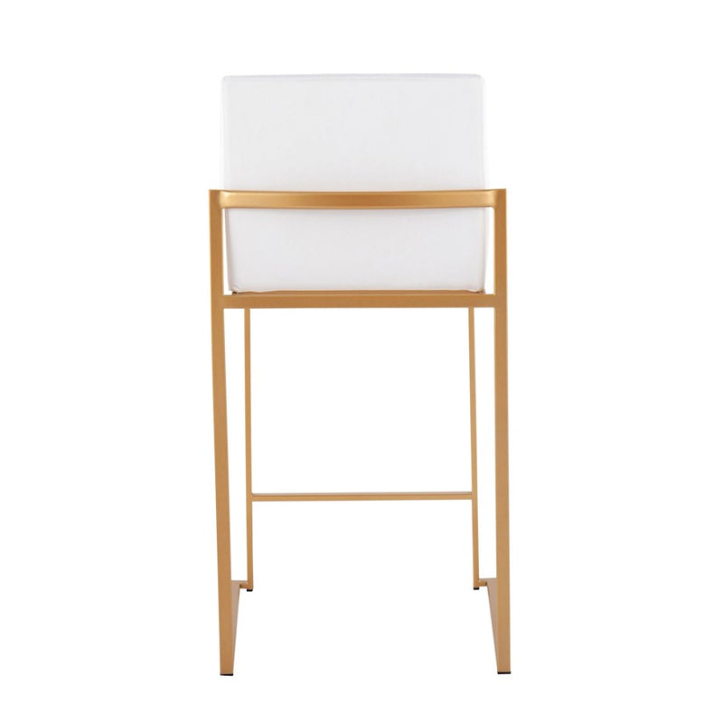 LumiSource Fuji High Back Counter Stool Set of 2 | Gold Steel and White Velvet | Kitchen Island & Breakfast Bar Seating | Model B26-FUJIHBAUVW2