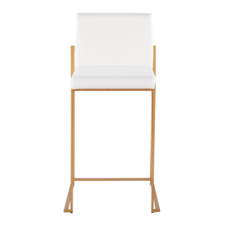 LumiSource Fuji High Back Counter Stool, Set of 2, Gold/WH Velvet
