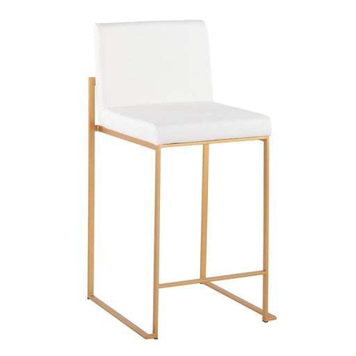 LumiSource Fuji High Back Counter Stool, Set of 2, Gold/White