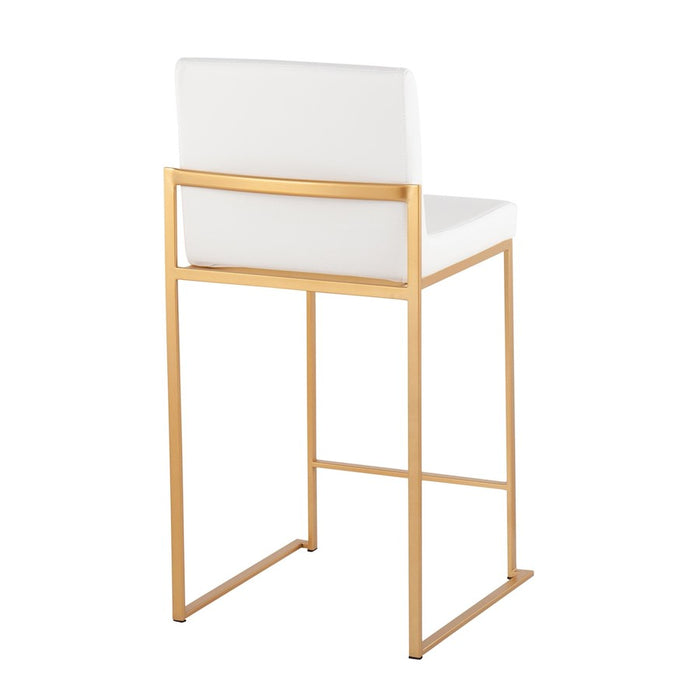 LumiSource Fuji High Back Counter Stool, Set of 2, Gold/White
