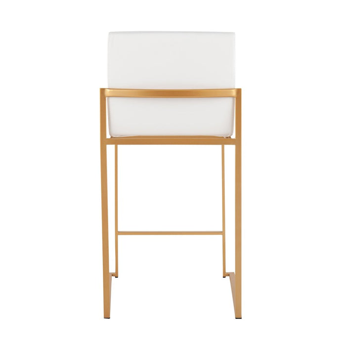 LumiSource Fuji High Back Counter Stool, Set of 2, Gold/White