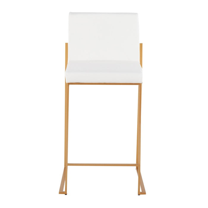 LumiSource Fuji High Back Counter Stool, Set of 2, Gold/White