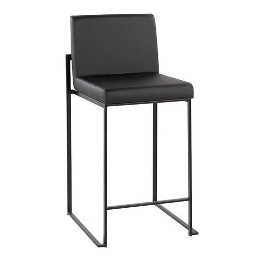 LumiSource Fuji High Back Counter Stool, Set of 2, Black/Black