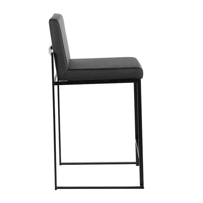 LumiSource Fuji High Back Counter Stool, Set of 2, Black/Black
