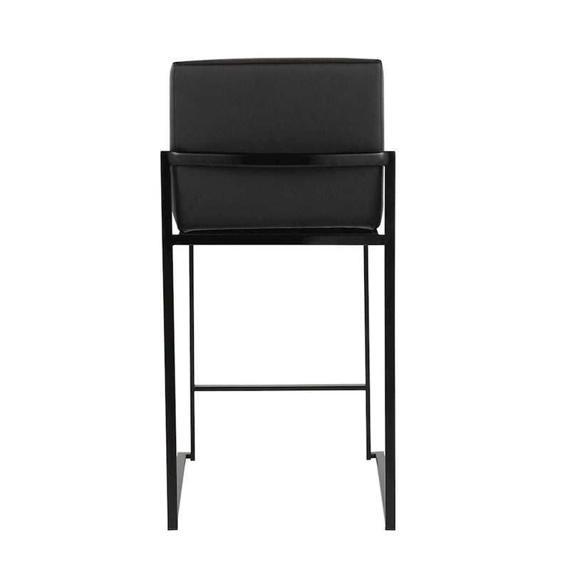 LumiSource Fuji High Back Counter Stool, Set of 2, Black/Black
