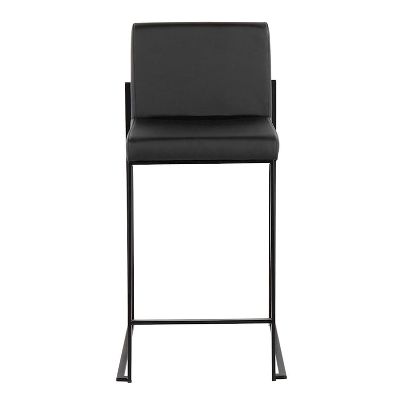 LumiSource Fuji High Back Counter Stool, Set of 2, Black/Black
