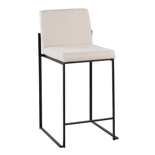 LumiSource Fuji High Back Counter Stool, Set of 2, Black/Beige