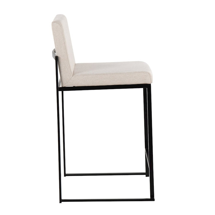 LumiSource Fuji High Back Counter Stool, Set of 2, Black/Beige
