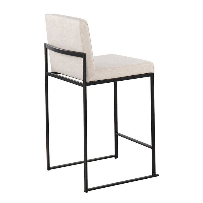 LumiSource Fuji High Back Counter Stool, Set of 2, Black/Beige