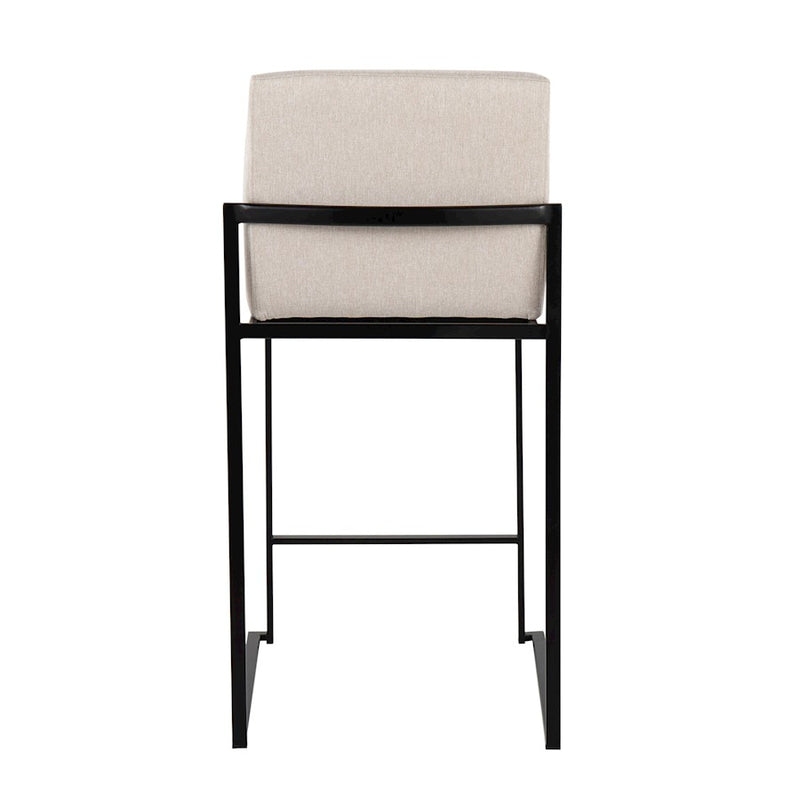 LumiSource Fuji High Back Counter Stool, Set of 2, Black/Beige