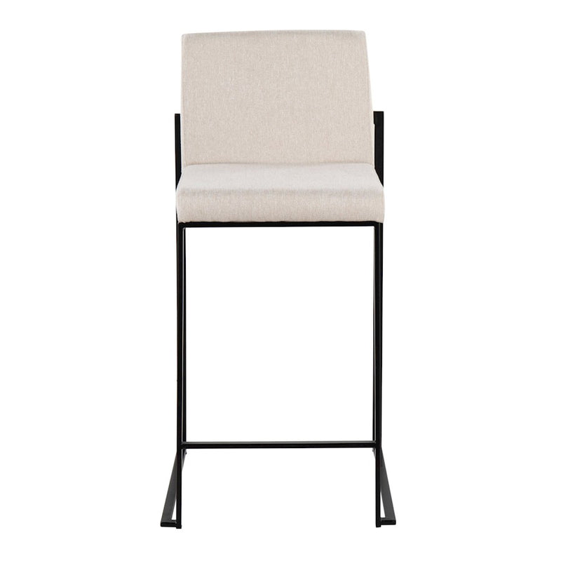 LumiSource Fuji High Back Counter Stool, Set of 2, Black/Beige