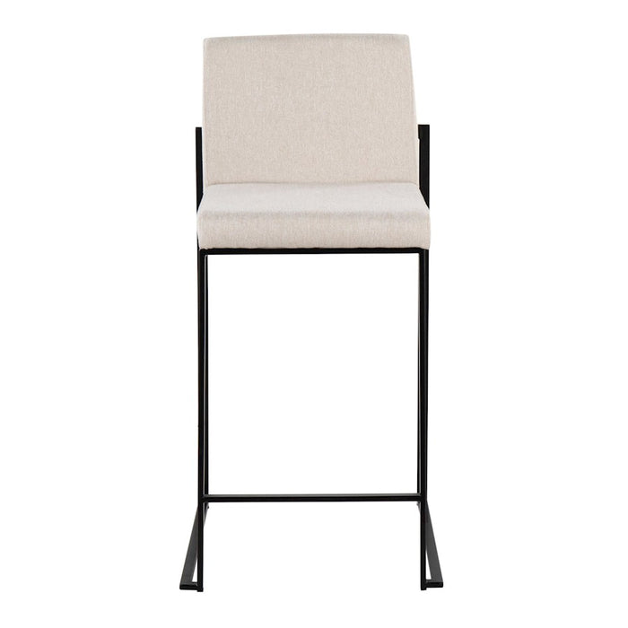 LumiSource Fuji High Back Counter Stool, Set of 2, Black/Beige
