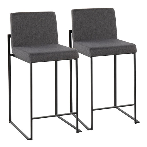LumiSource Fuji High Back Counter Stool, Set/2, BK/Charcoal - B26-FUJIHBBKFCHAR2