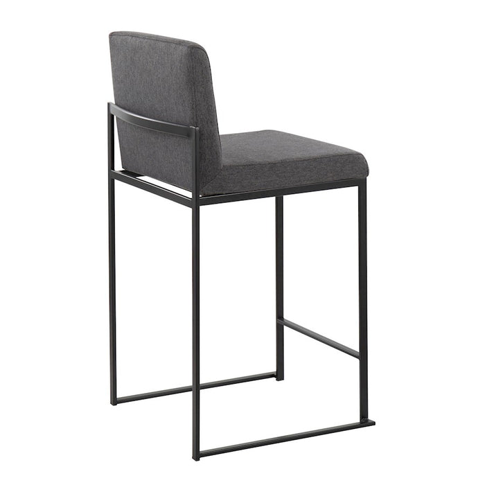 LumiSource Fuji High Back Counter Stool, Set of 2, Black/Charcoal