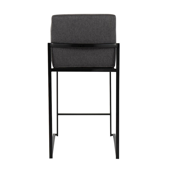 LumiSource Fuji High Back Counter Stool, Set of 2, Black/Charcoal
