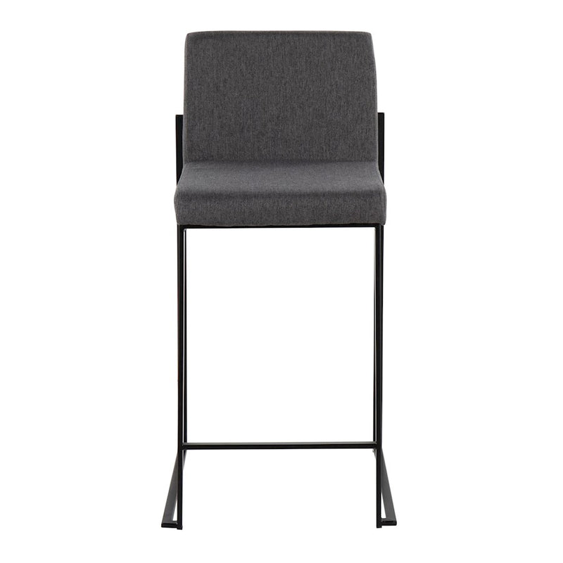 LumiSource Fuji High Back Counter Stool, Set of 2, Black/Charcoal