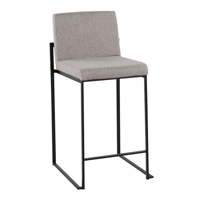 LumiSource Fuji High Back Counter Stool, Set of 2, Black/GY Fabric