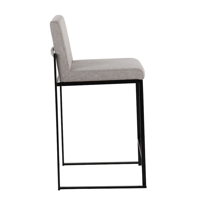 LumiSource Fuji High Back Counter Stool, Set of 2, Black/GY Fabric