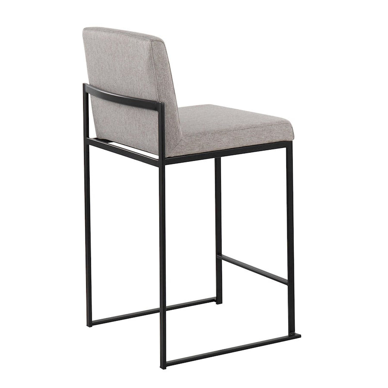 LumiSource Fuji High Back Counter Stool, Set of 2, Black/GY Fabric