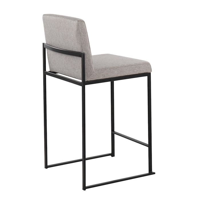 LumiSource Fuji High Back Counter Stool, Set of 2, Black/GY Fabric