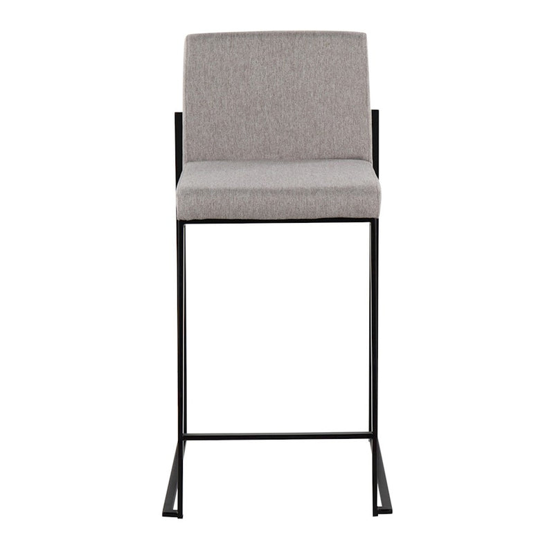 LumiSource Fuji High Back Counter Stool, Set of 2, Black/GY Fabric