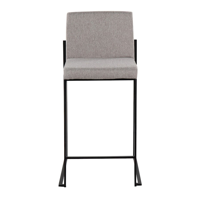 LumiSource Fuji High Back Counter Stool, Set of 2, Black/GY Fabric