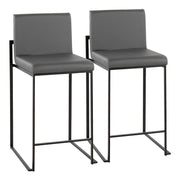 LumiSource Fuji High Back Counter Stool, Set of 2, Black/Grey - B26-FUJIHBBKGY2