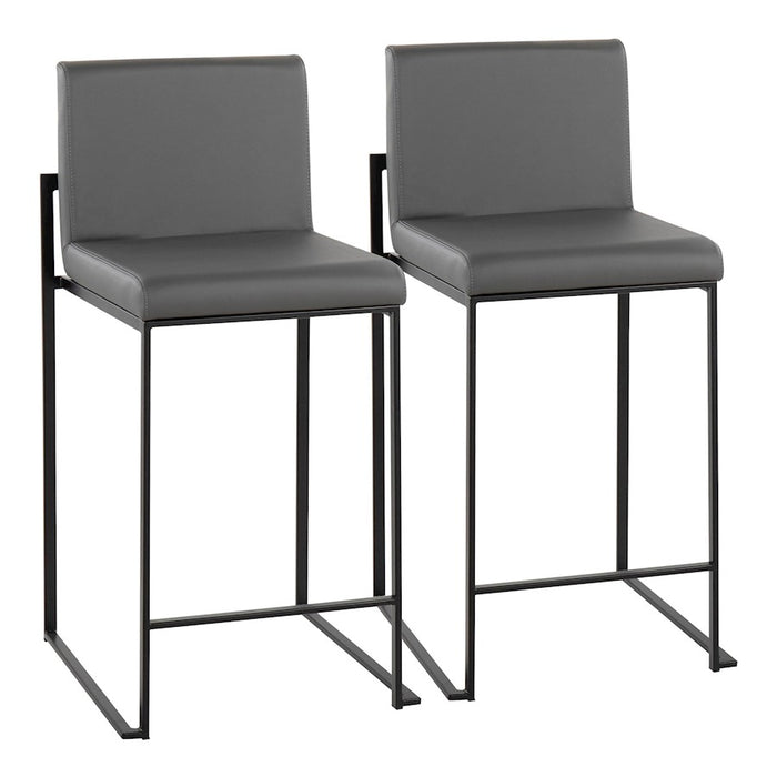 LumiSource Fuji High Back Counter Stool, Set of 2, Black/Grey - B26-FUJIHBBKGY2